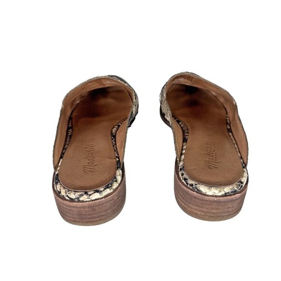 Madewell Women's 8 Frances Snake Leather Loafers Mules Slip On Shoes Boho Flats - Picture 7 of 15